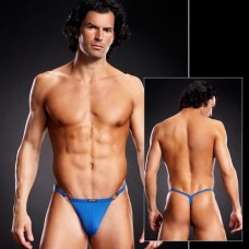 Трусы Microf. V-string + Metal Rings Blu S/M